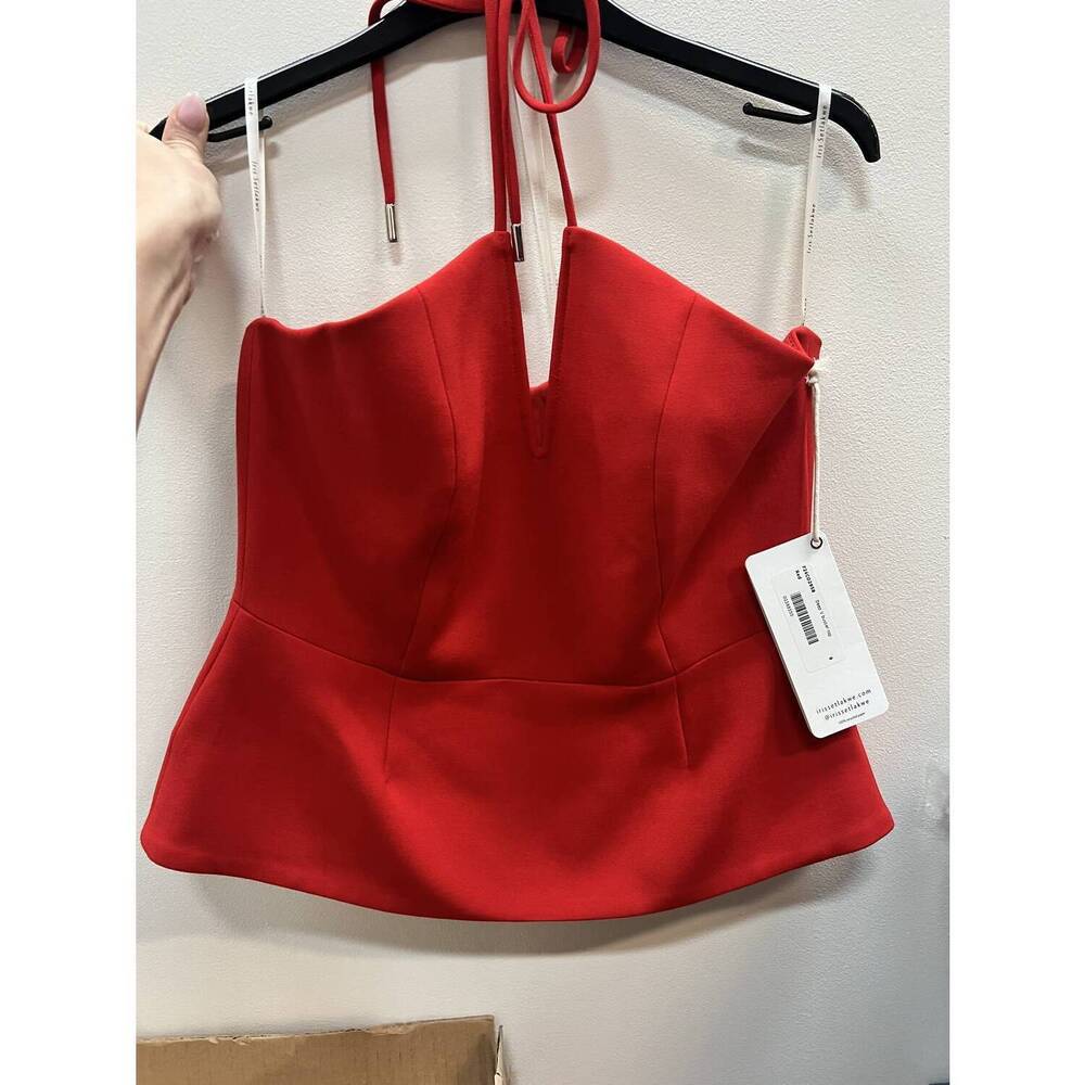 NEW IRIS SETLAKWE women's deep v bustier top in red